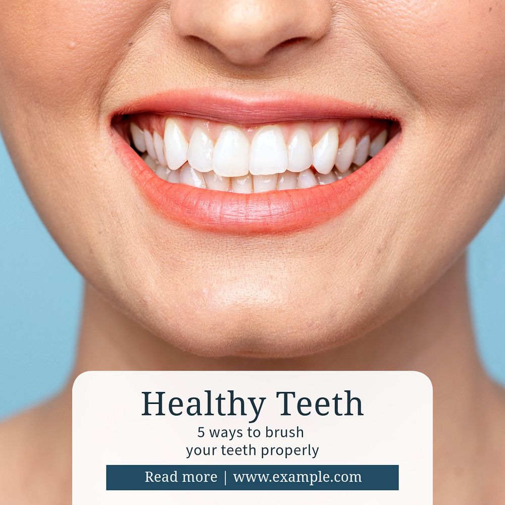 Healthy teeth Instagram post template, editable text