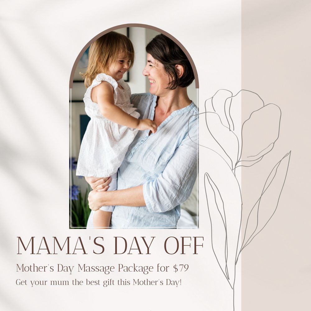 Mother's day off Instagram post template, editable text