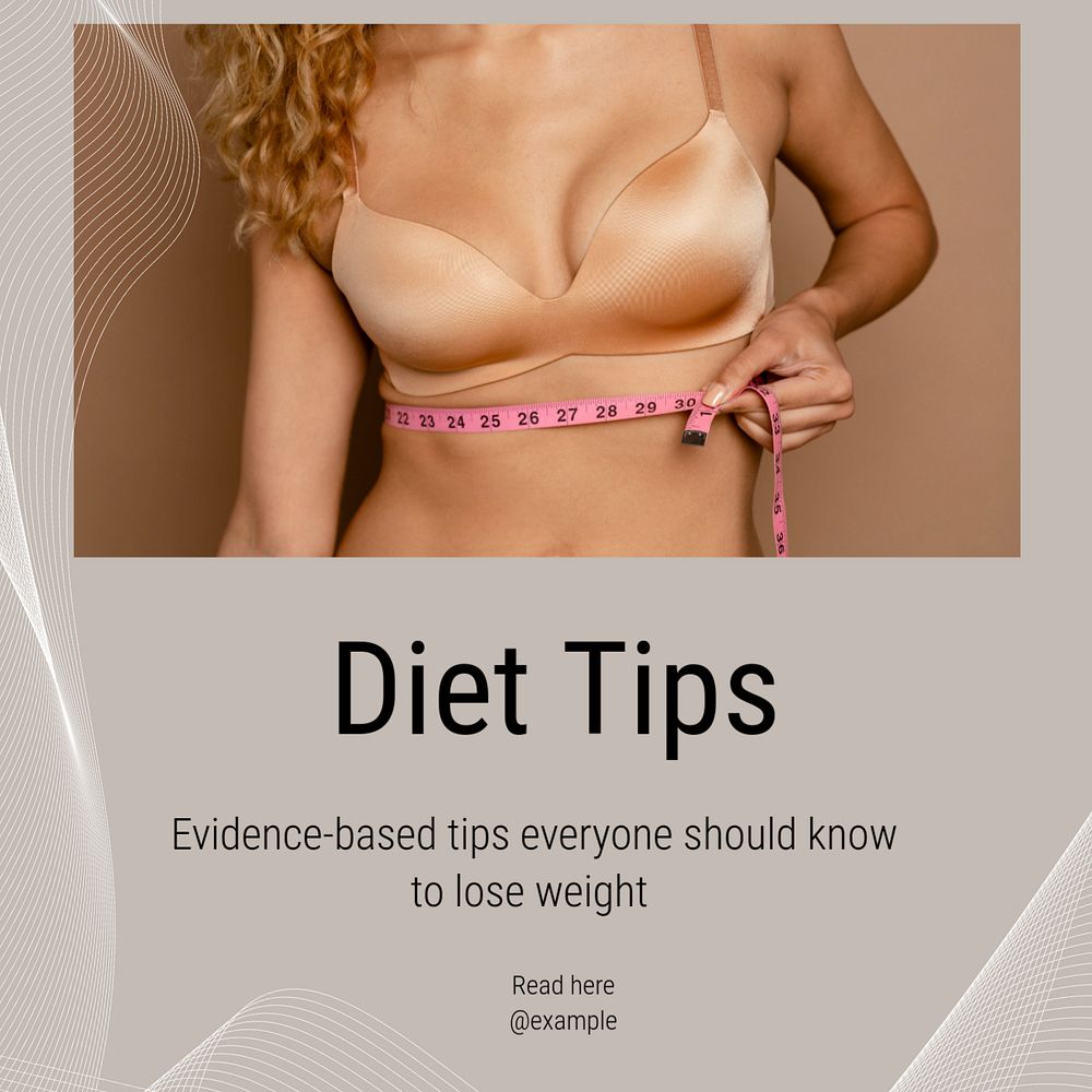 Diet tips Instagram post template, editable text