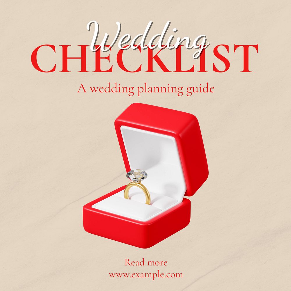 Wedding checklist Instagram post template, editable text