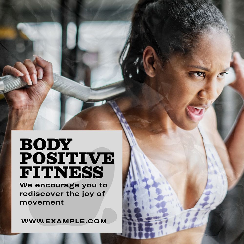 Body positive fitness Instagram post template, editable text