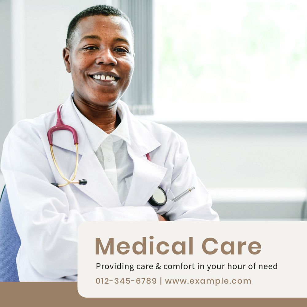 Medical care Instagram post template, editable text