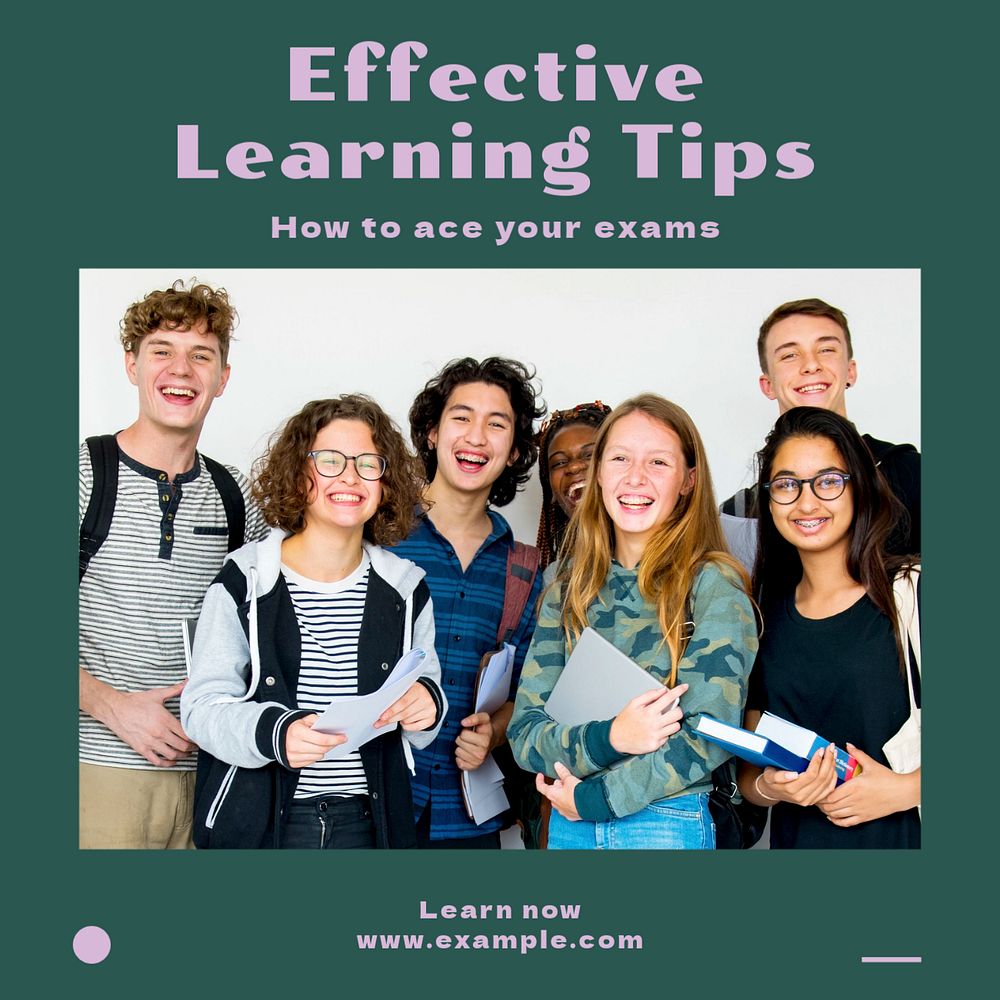 Learning tips Instagram post template, editable text