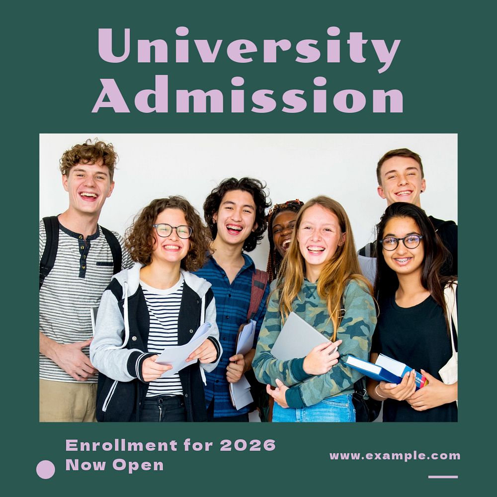 University admission Instagram post template, editable text