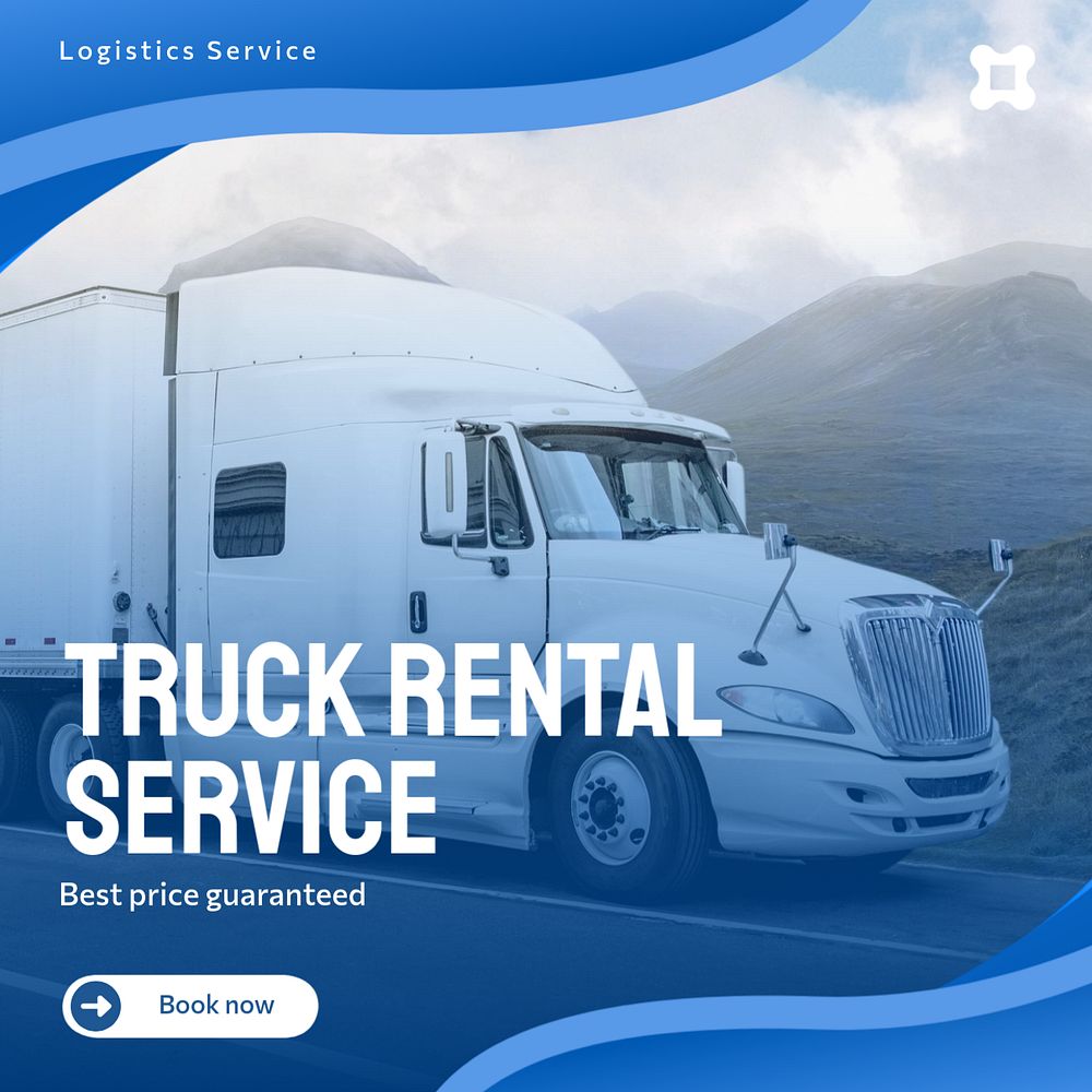 Truck rental service Instagram post template, editable text