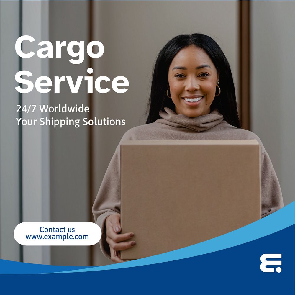 Cargo service Instagram post template, editable text