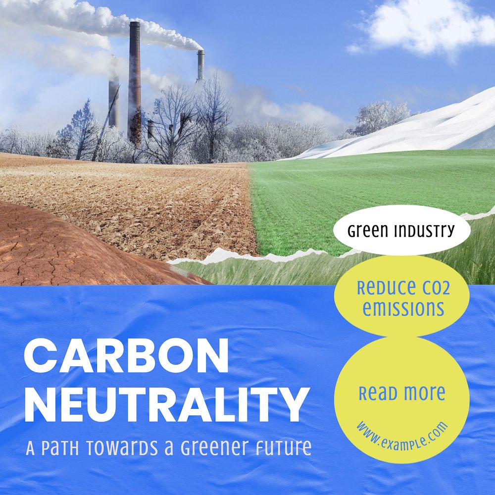 Carbon neutral Instagram post template, editable text