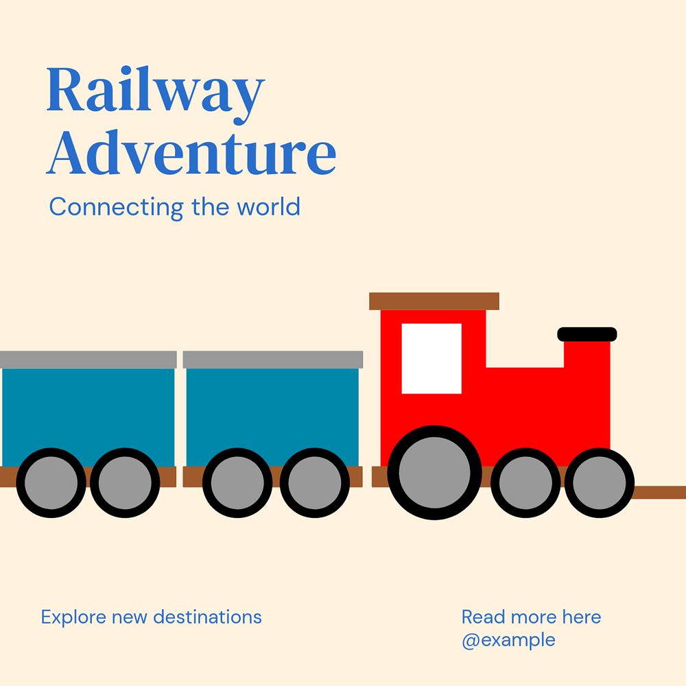 Railway Instagram post template, editable text