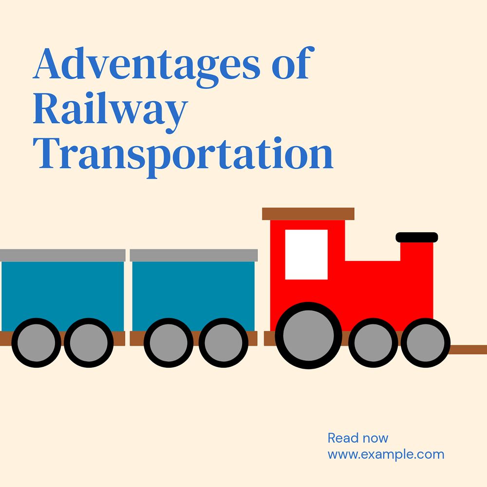 Railway transport Instagram post template, editable text