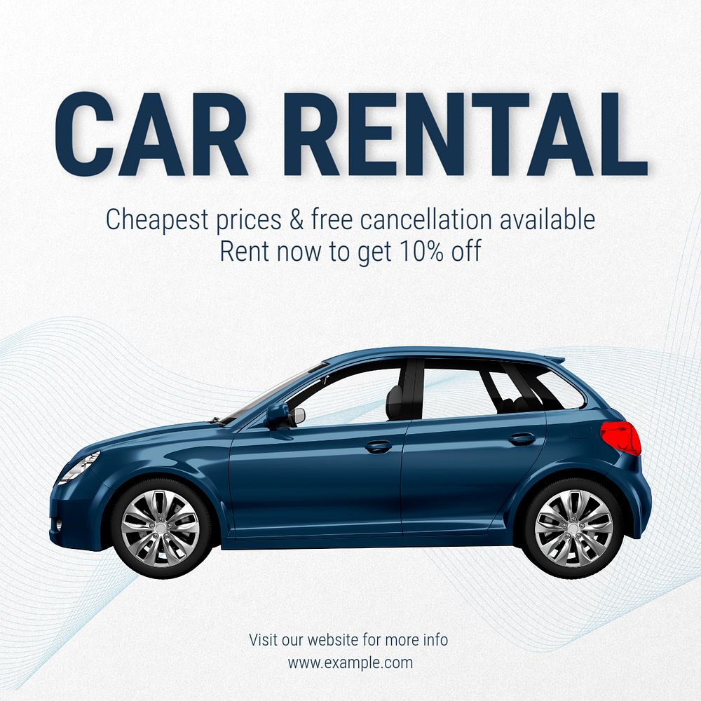 Car rental Instagram post template, editable text