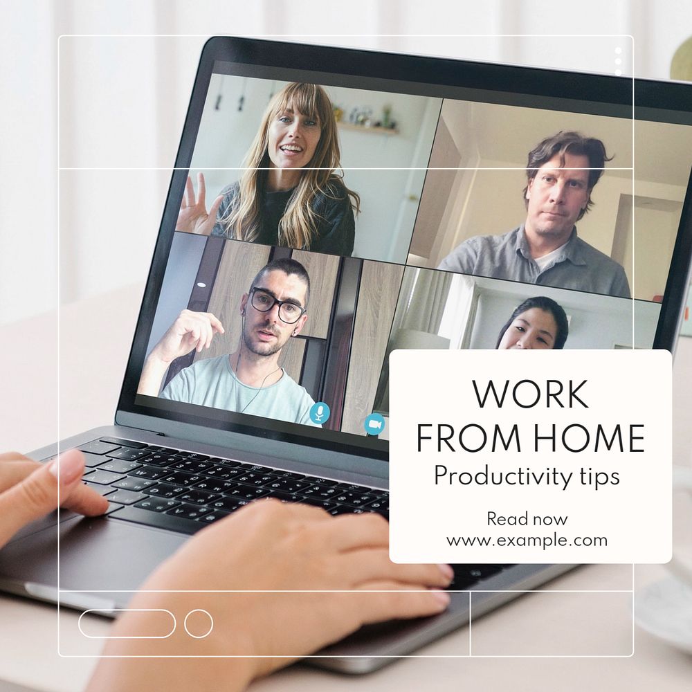 Work from home Instagram post template, editable text