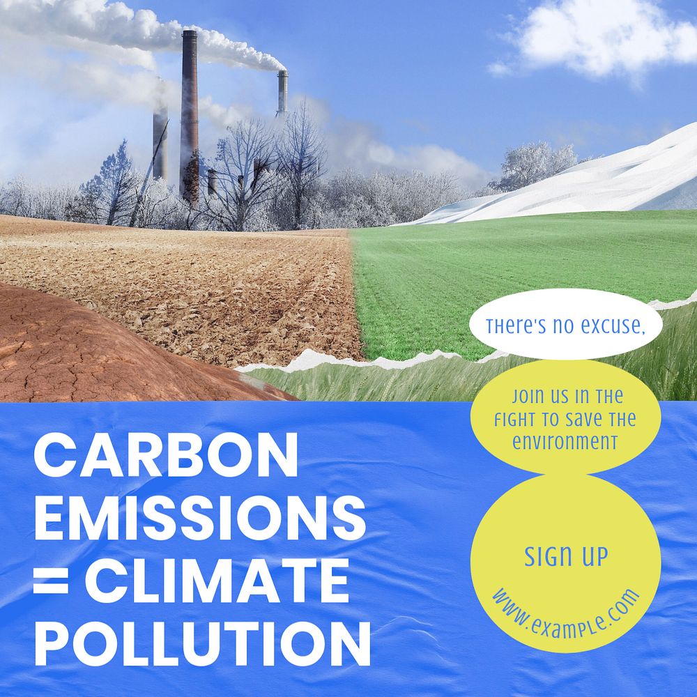 Climate pollution Instagram post template, editable text