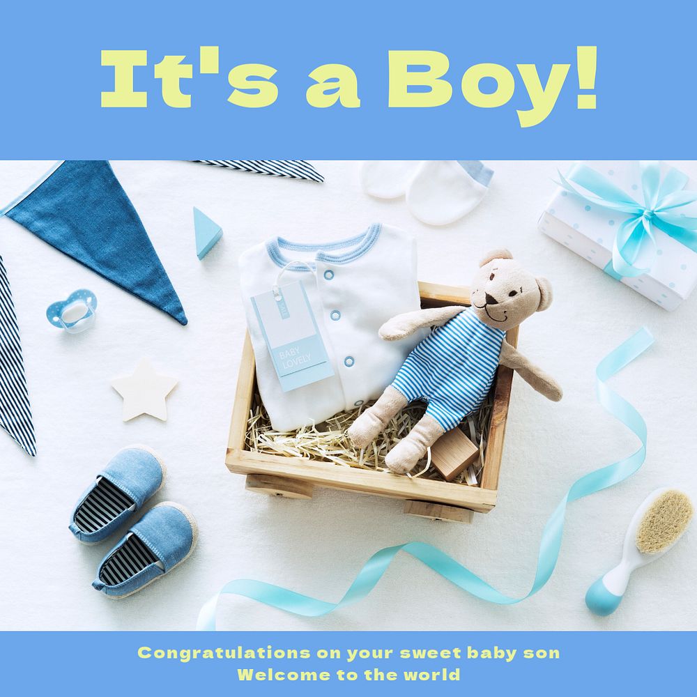 It's a boy Instagram post template, editable design