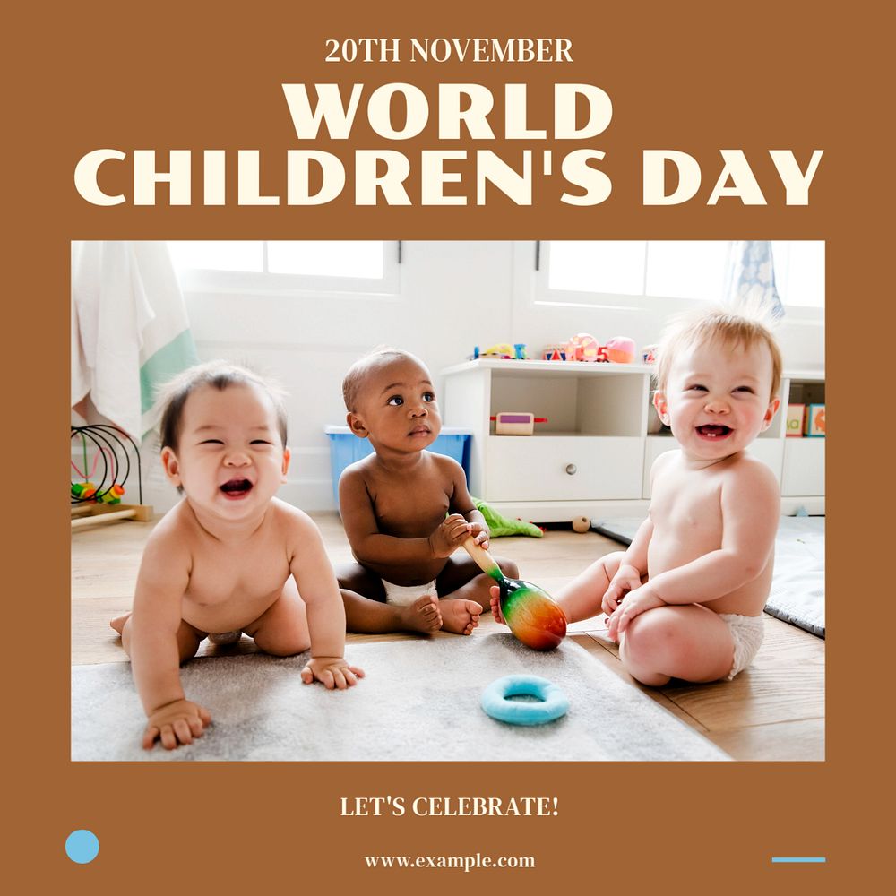 Children's day Instagram post template, editable design