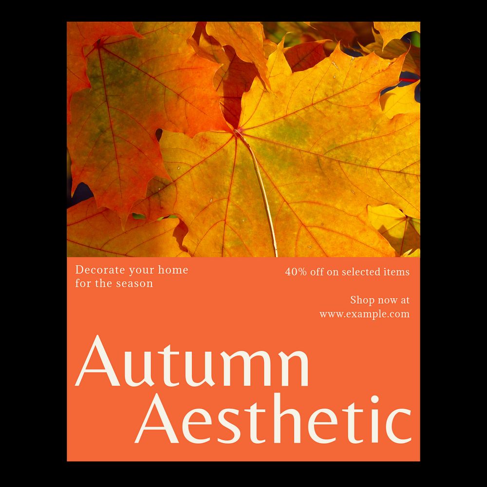 Autumn home decoration Instagram post template, editable text