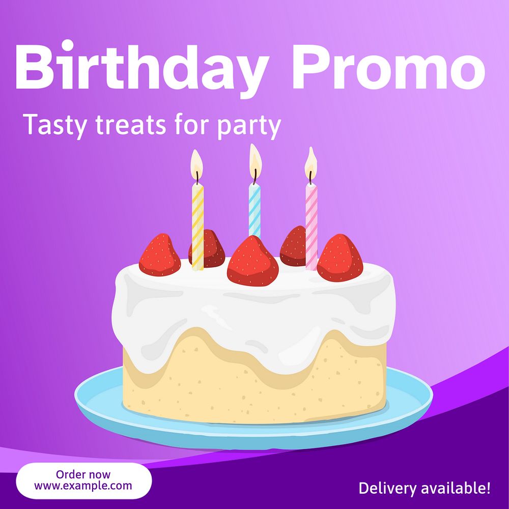 Birthday promo Instagram post template, editable text