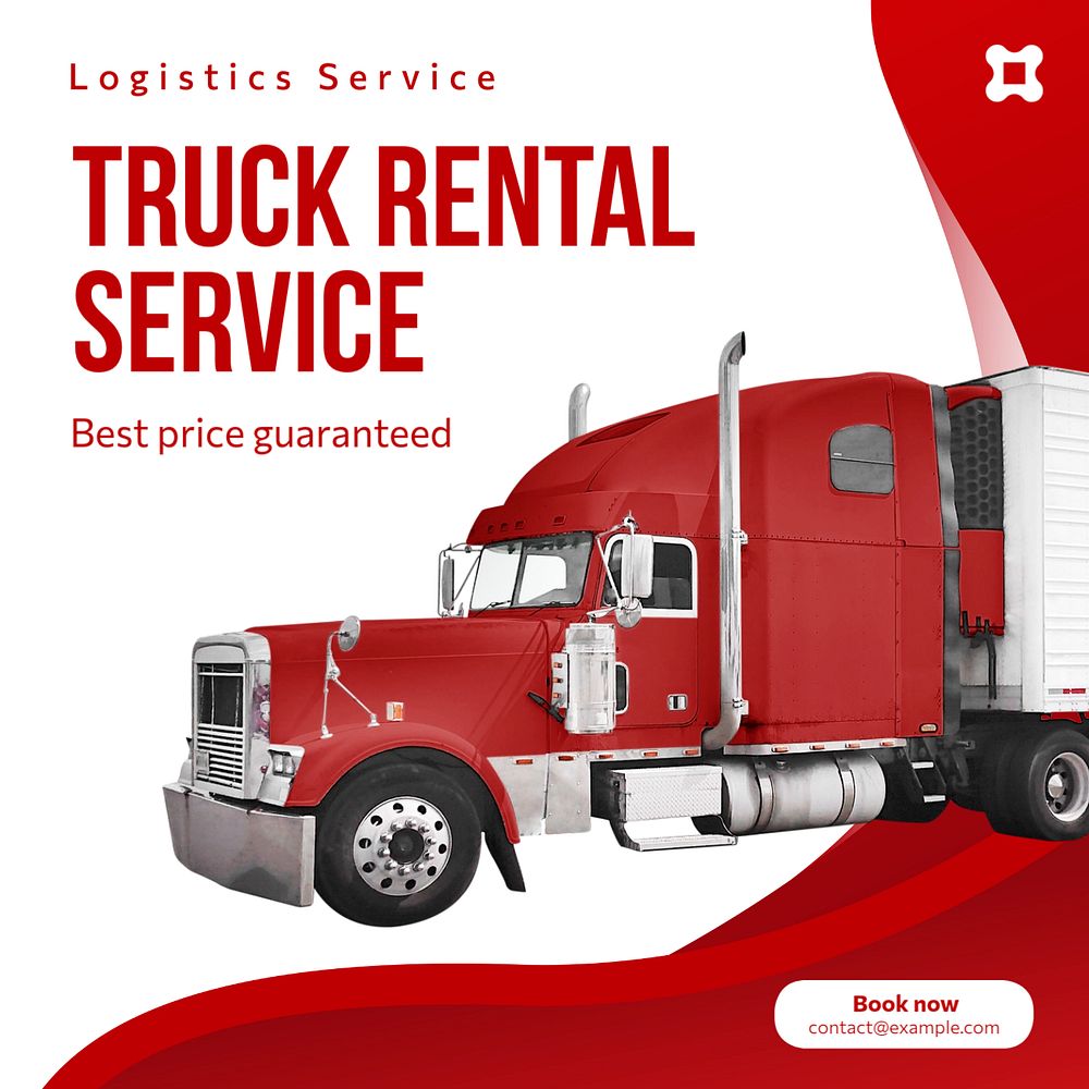 Truck rental service Instagram post template, editable text