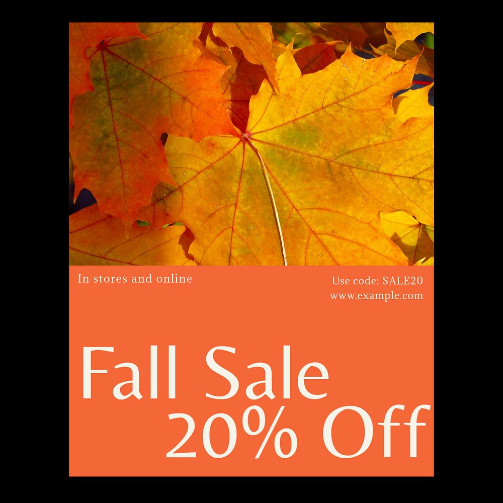 Fall sale Instagram post template, editable text