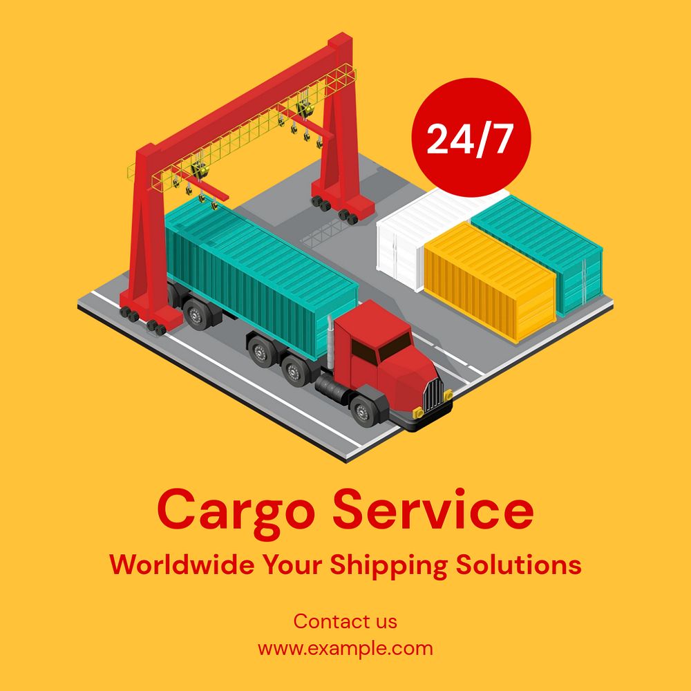 Cargo service Instagram post template, editable text