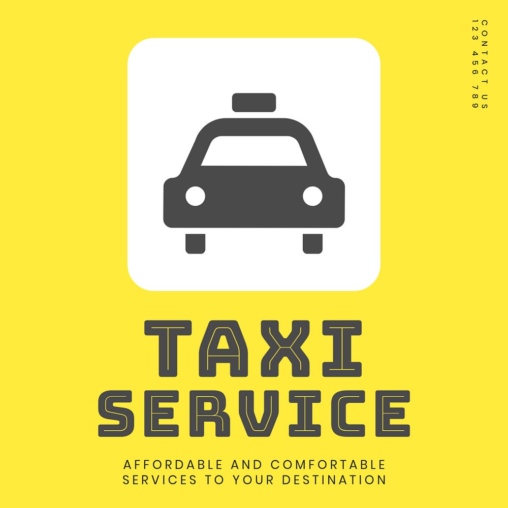 Taxi service Instagram post template, editable text