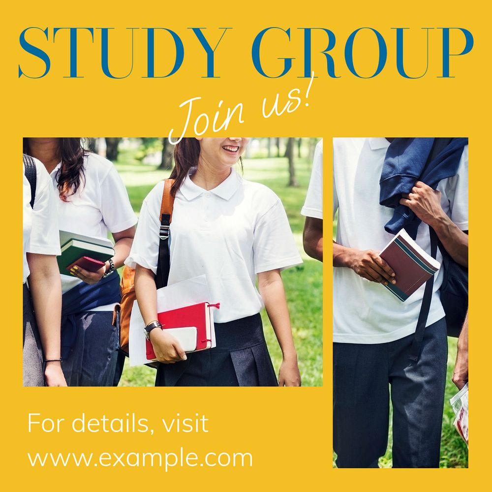 Study group Instagram post template, editable text