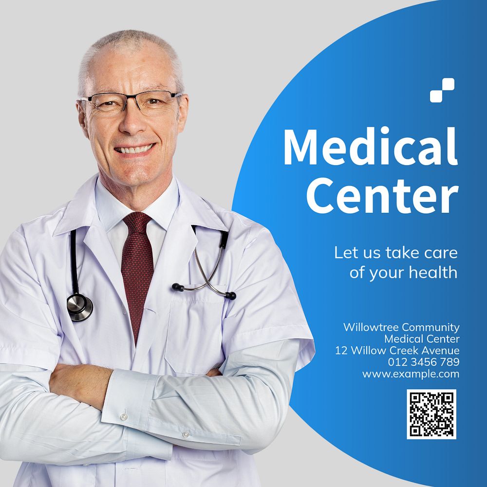 Medical center Instagram post template, editable text