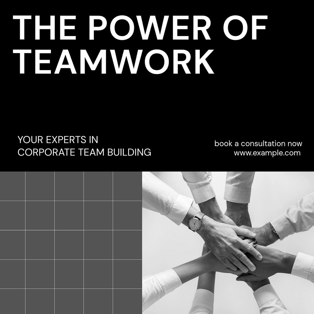 Power of teamwork Instagram post template, editable text