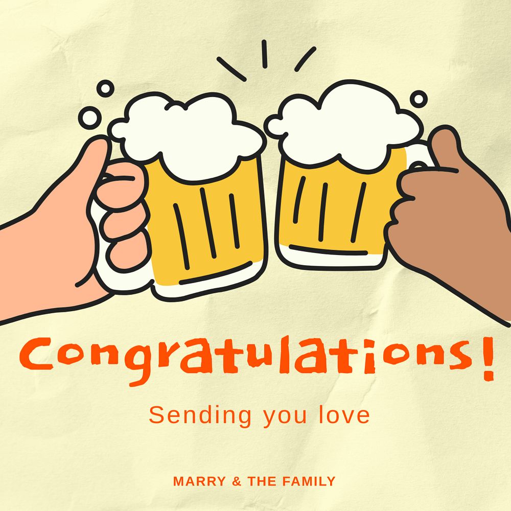 Congratulations Instagram post template, editable text