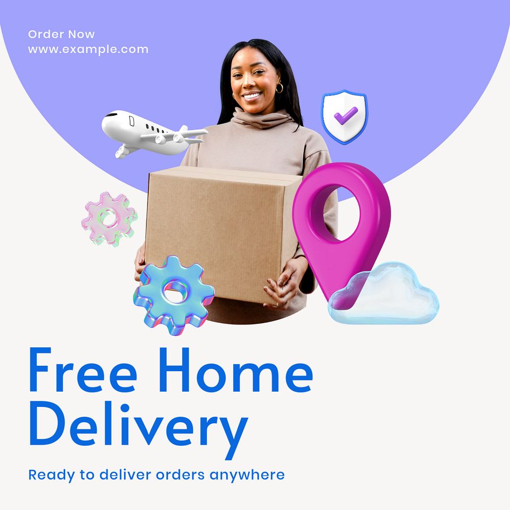 Free delivery Instagram post template, editable text