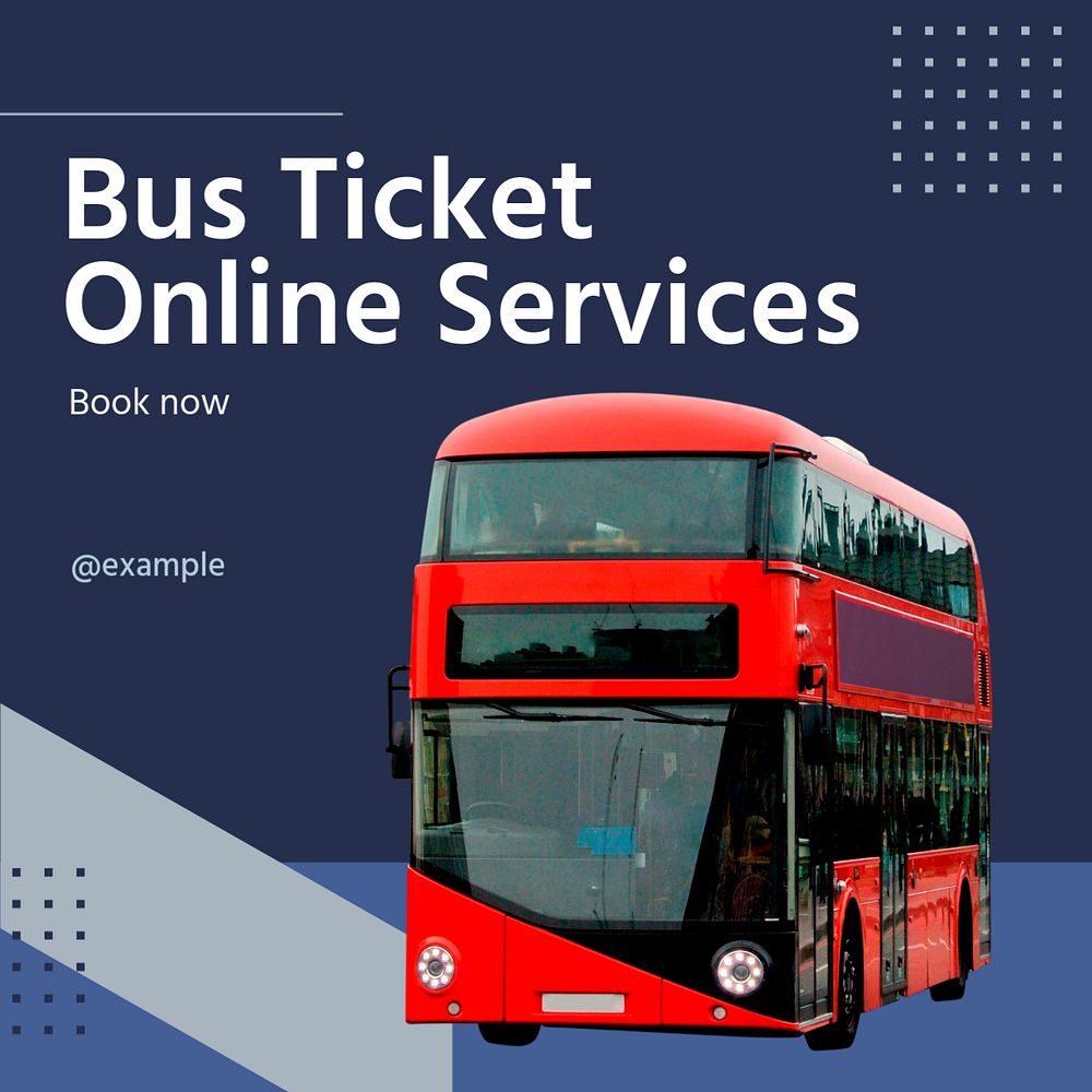 Online bus ticket Instagram post template, editable text