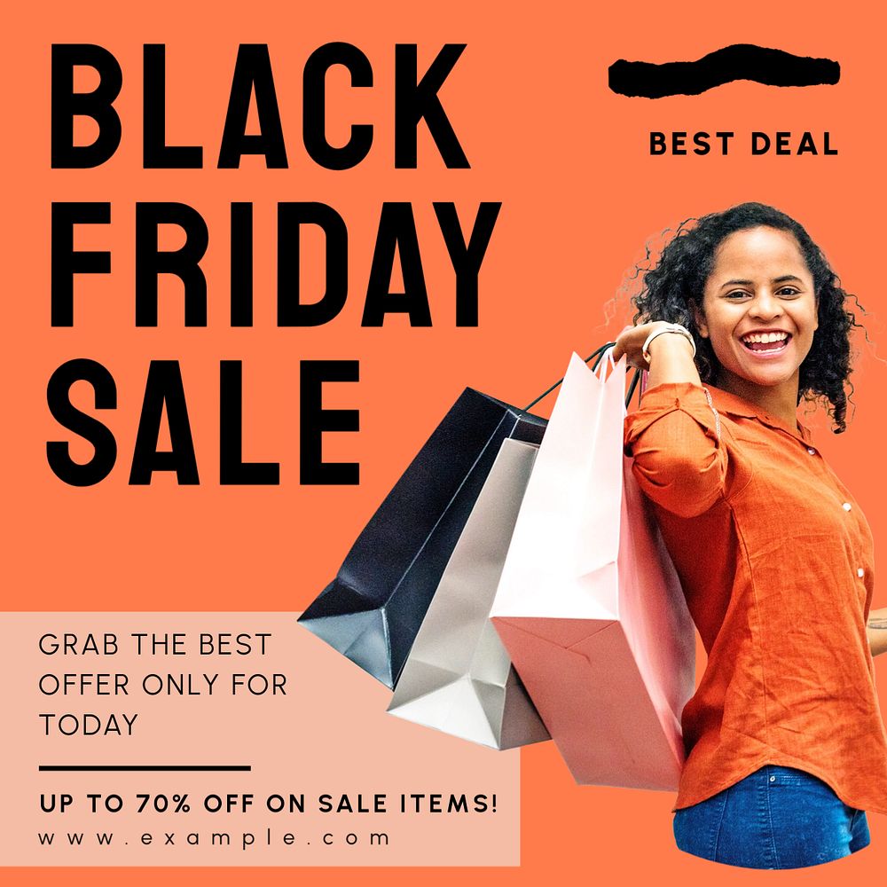 Black friday sale Instagram post template, editable text