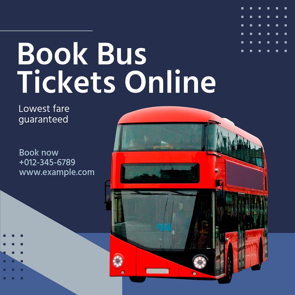 Bus tickets Instagram post template, editable text