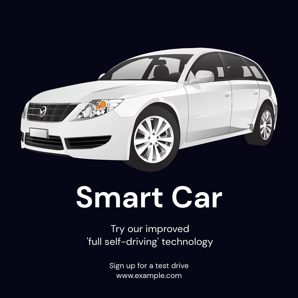 Smart car Instagram post template, editable text