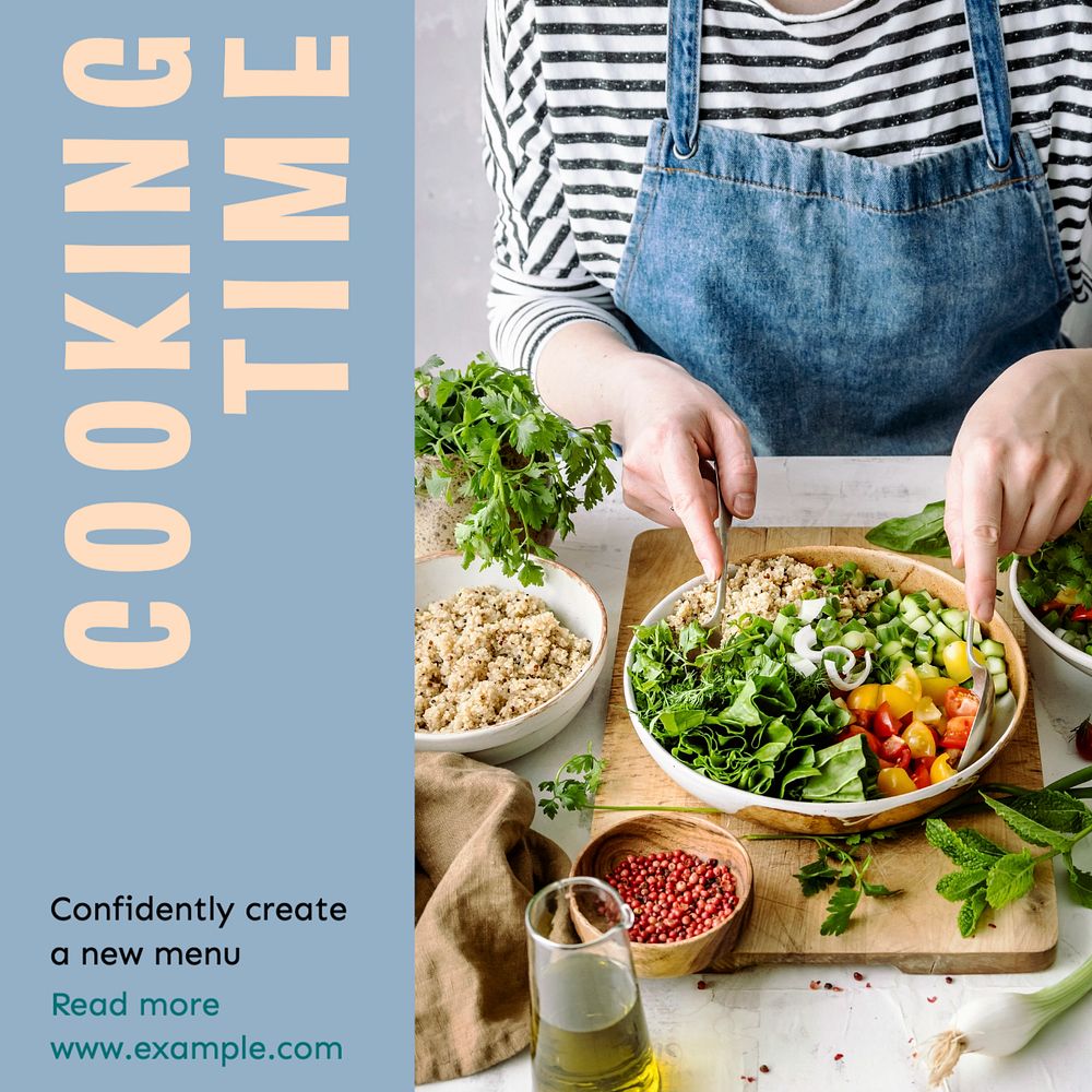 Cooking Tutorial Instagram post template, editable text