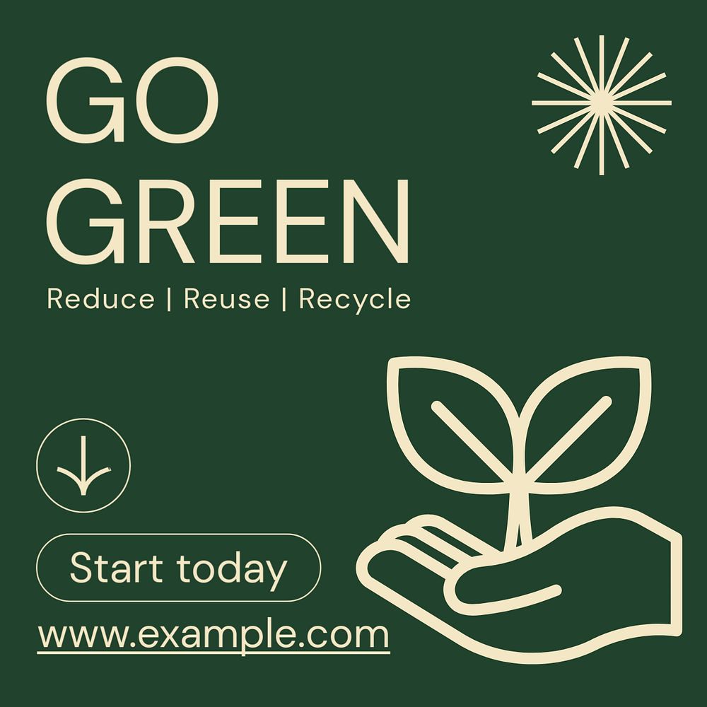 Go green Instagram post template, editable text