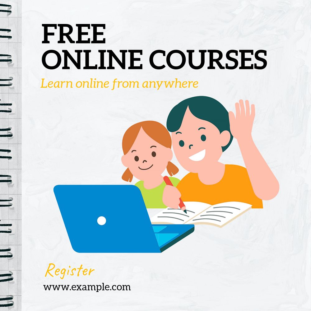 Free online courses Instagram post template, editable text