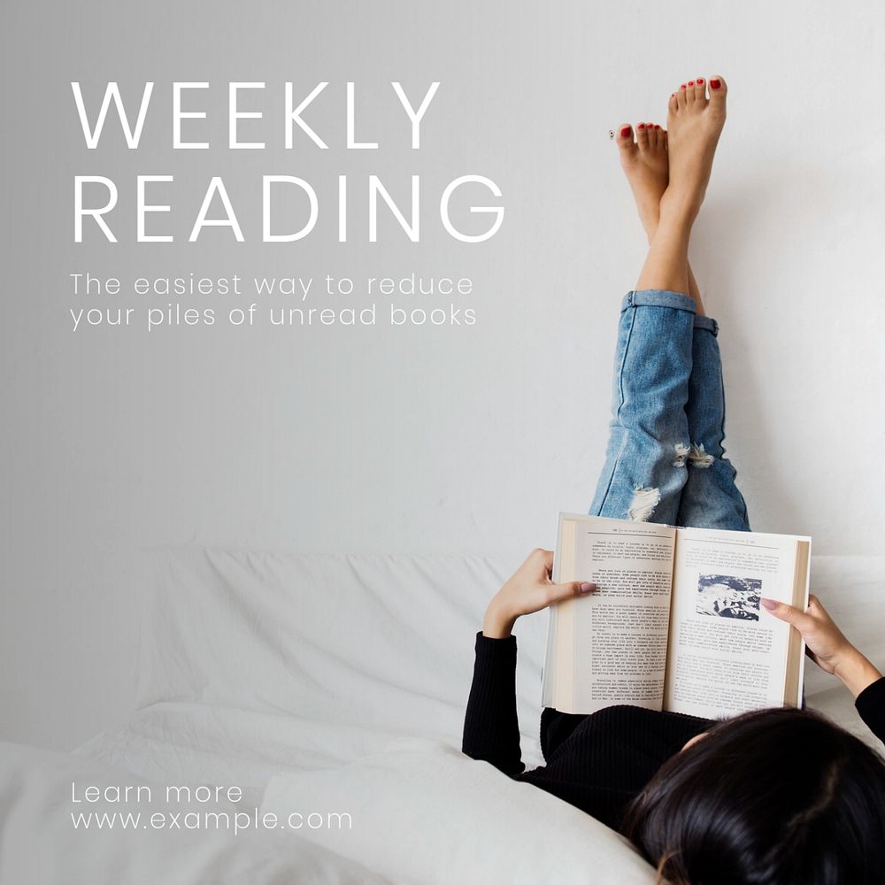 Weekly reading Instagram post template, editable text