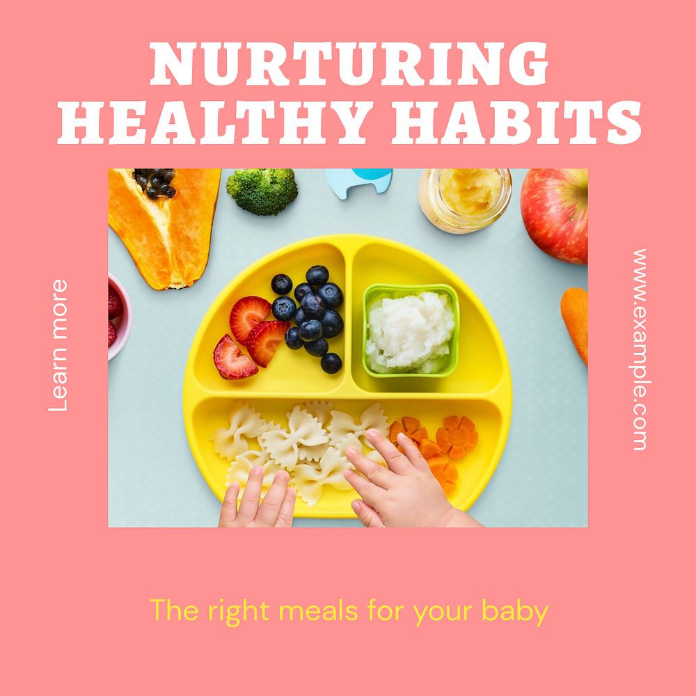 Healthy baby food Instagram post template, editable text