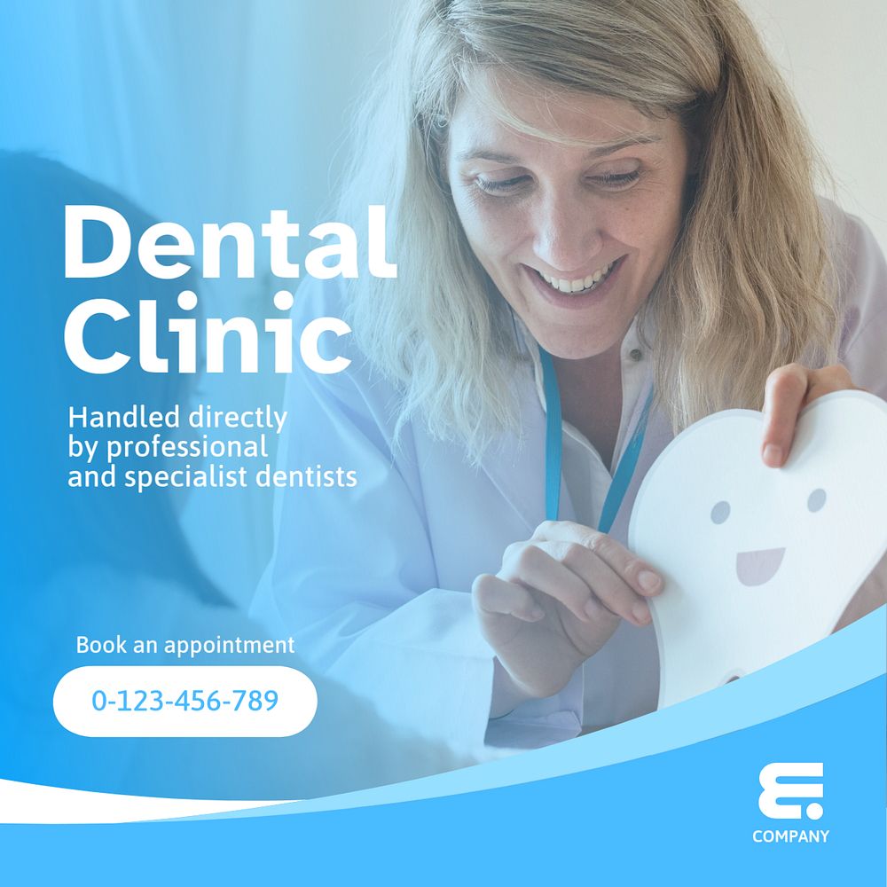 Dental clinic Instagram post template, editable text