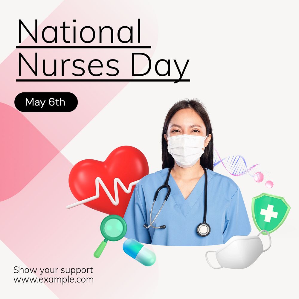 National nurses day Instagram post template, editable text