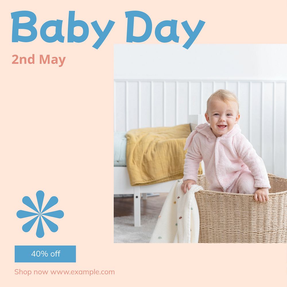 Baby Day sale Instagram post template, editable text