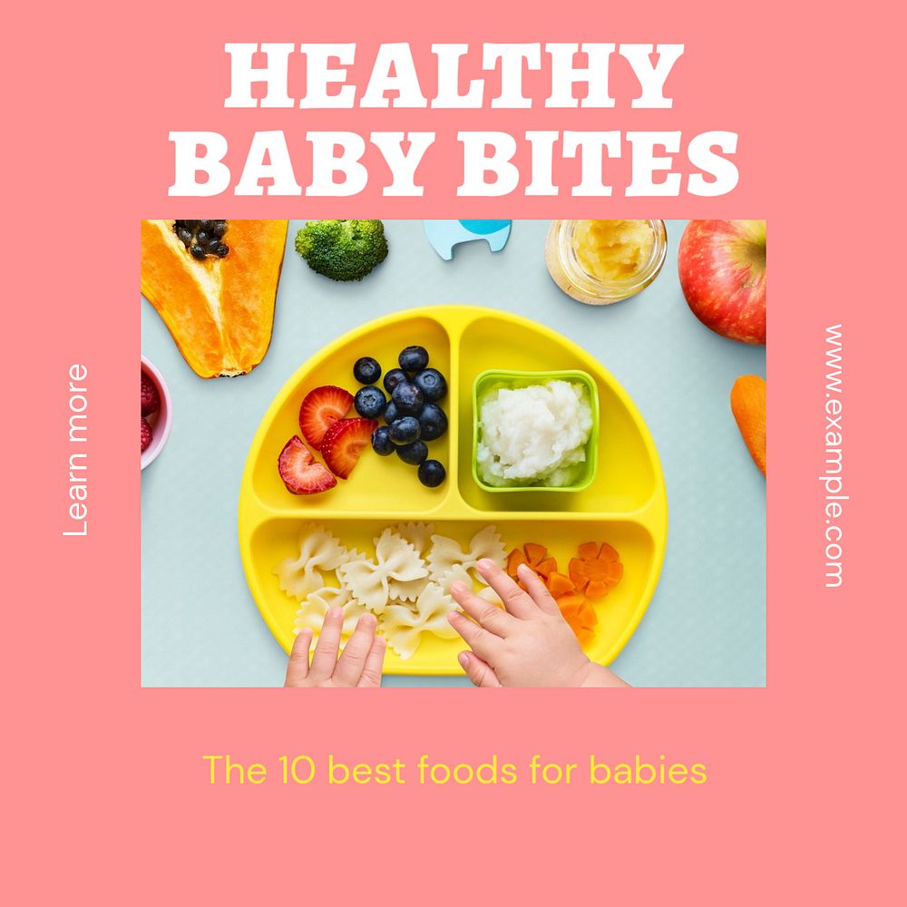 Healthy baby food Instagram post template, editable text