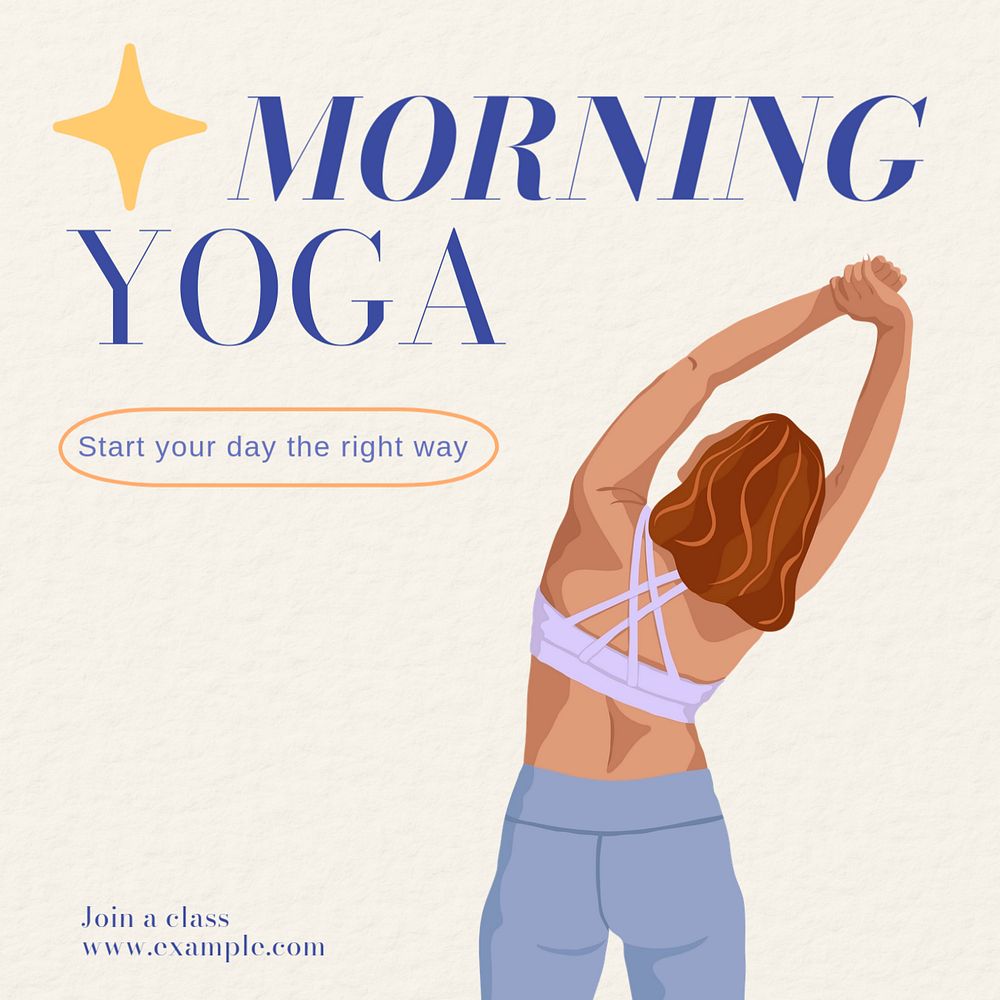 Morning yoga Instagram post template, editable text