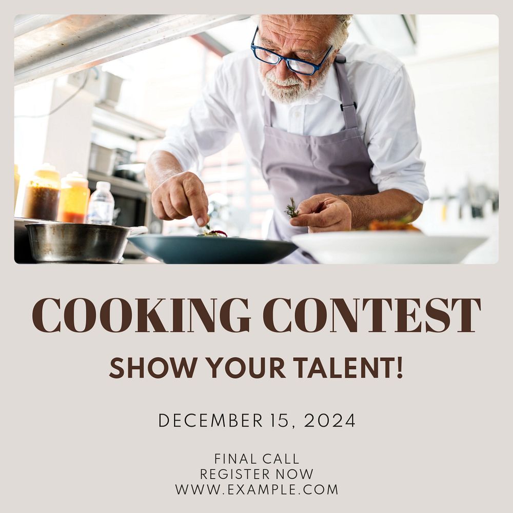 Cooking contest Instagram post template, editable text