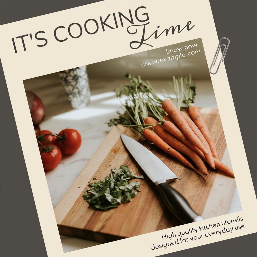 Cooking time Instagram post template, editable text