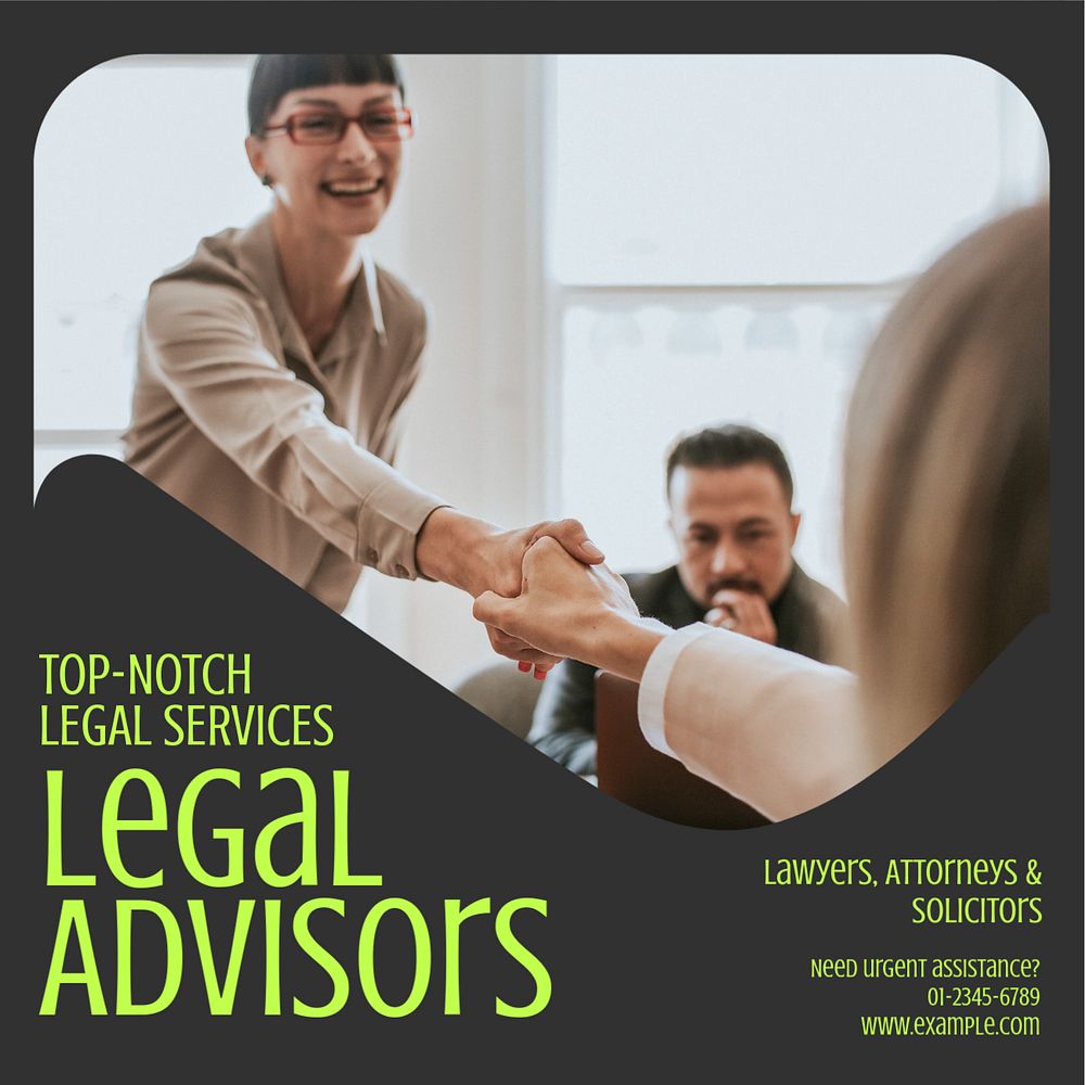 Legal advisors Instagram post template, editable text