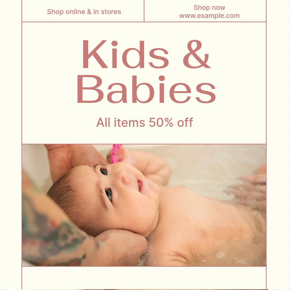 Sale, kid & baby Instagram post template, editable text