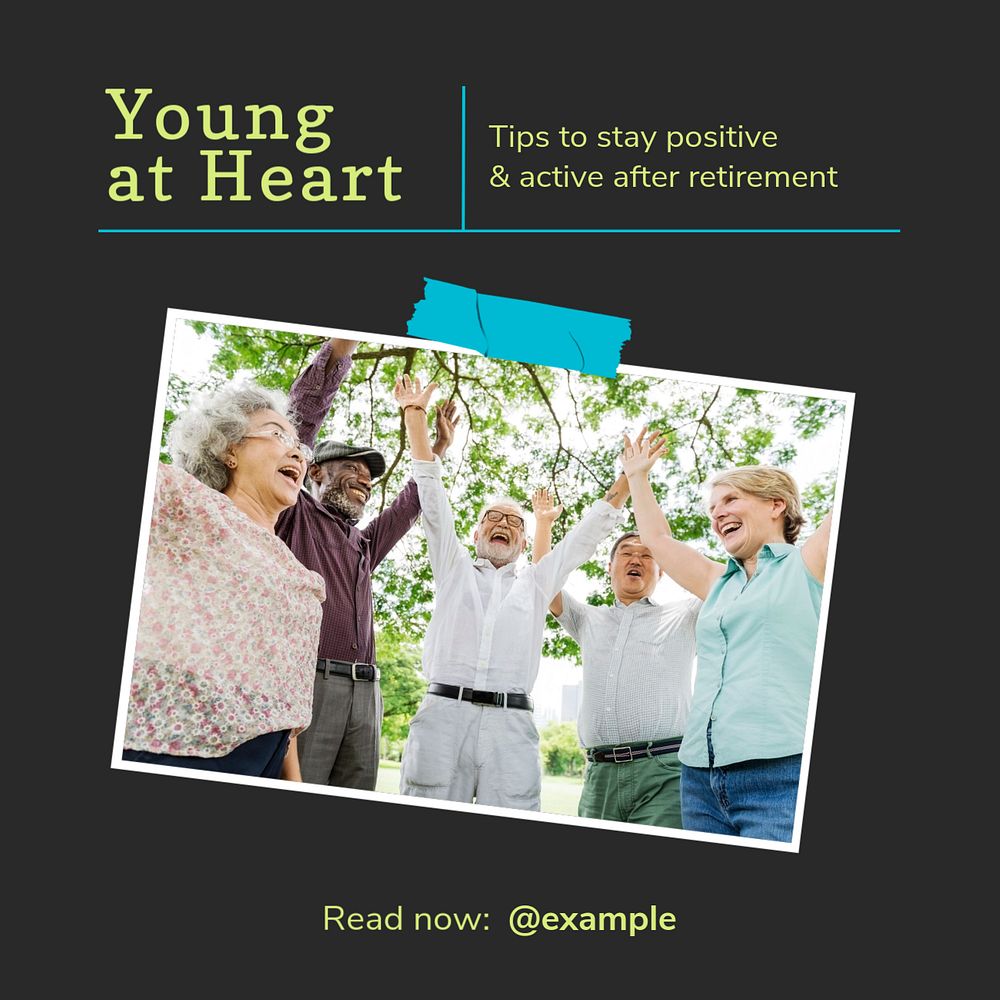 Young at heart Instagram post template, editable text