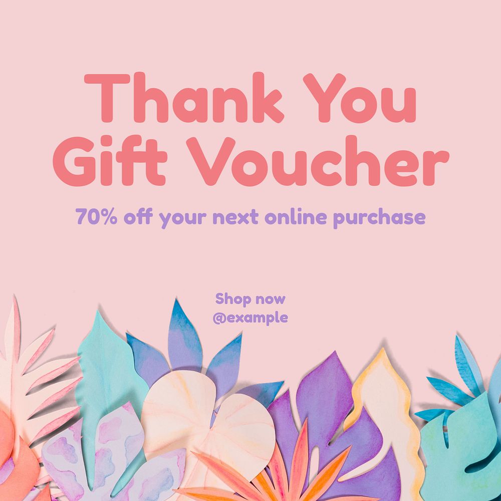 Gift voucher Instagram post template, editable text