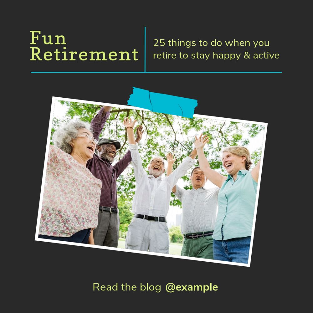 Fun retirement Instagram post template, editable text